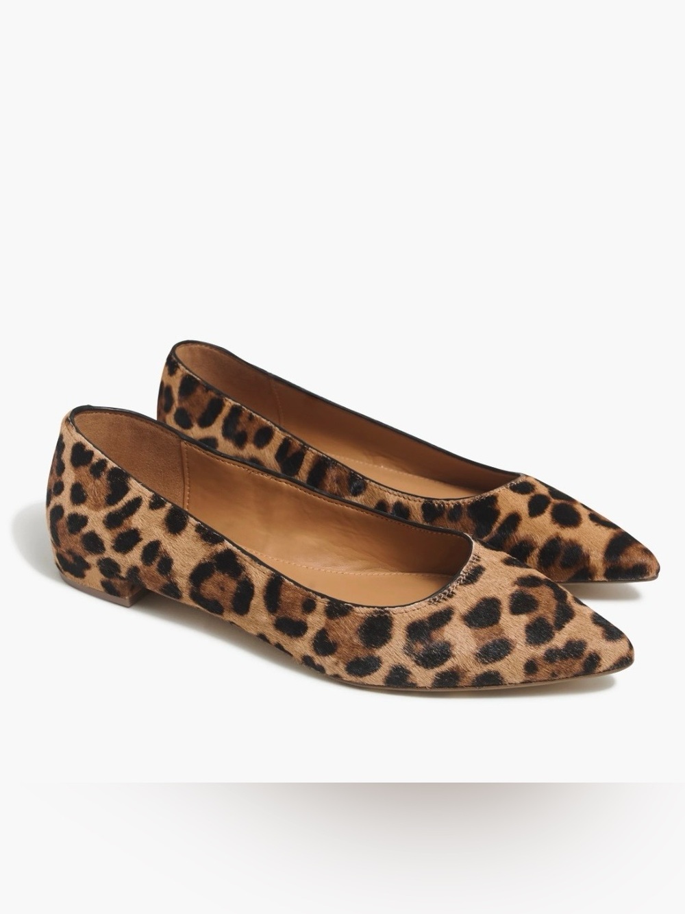 J.Crew Ballet Flats Leopard Print Marina Calf Hair Women 8.5 Pointed Toe Trendy